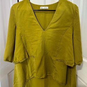 Mustard Yellow V-Neck Blouse